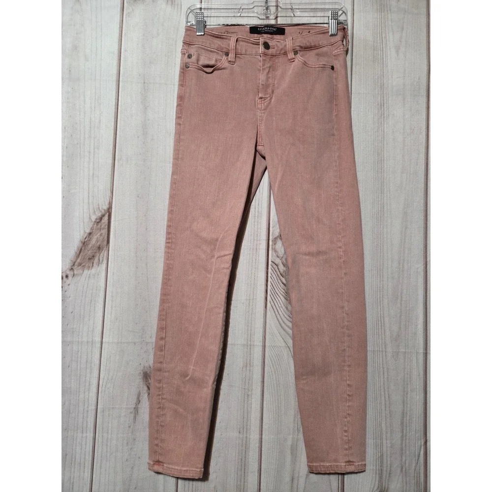 Liverpool Los Angeles Ankle Skinny Jeans Pink Dusty Rose Size 4 / 27 Mid Rise